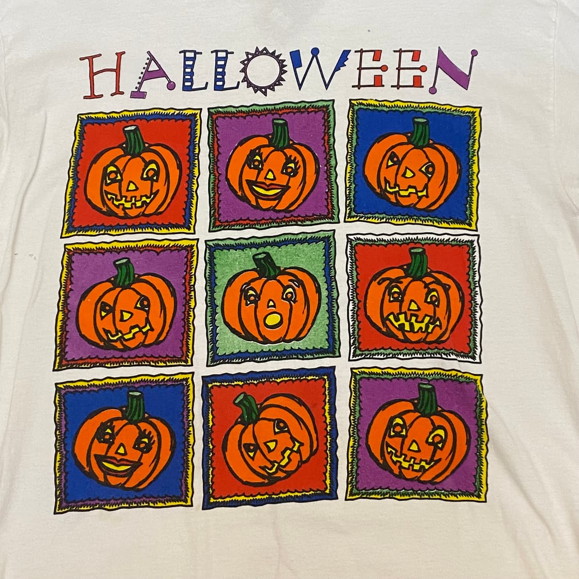 미국 빈티지 유니크 할로윈 호박 프린팅 반팔티 락티셔츠 상품이미지2