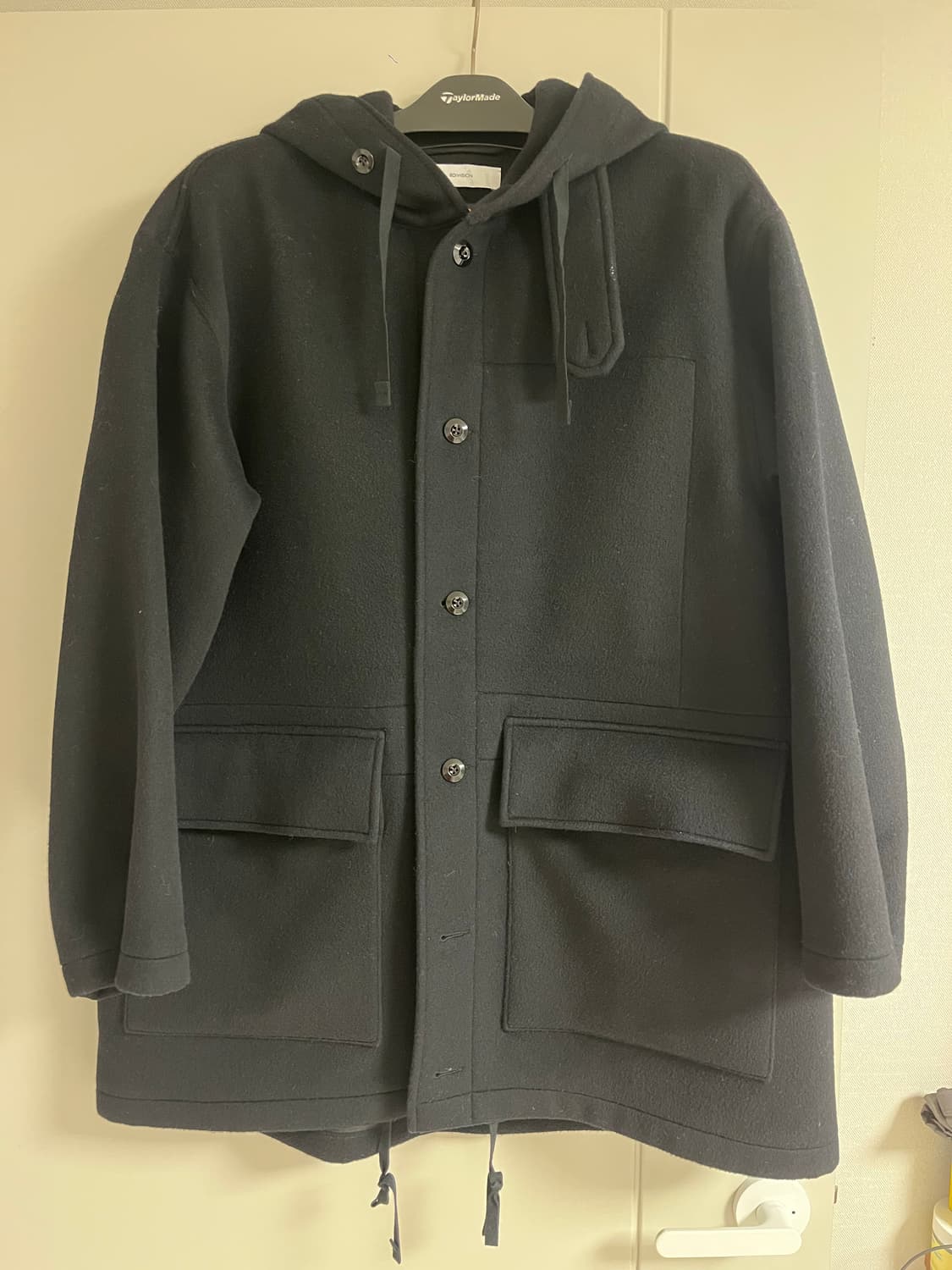 [8DIVISION] 후드 하프 코트_블랙 (M size) 상품이미지3