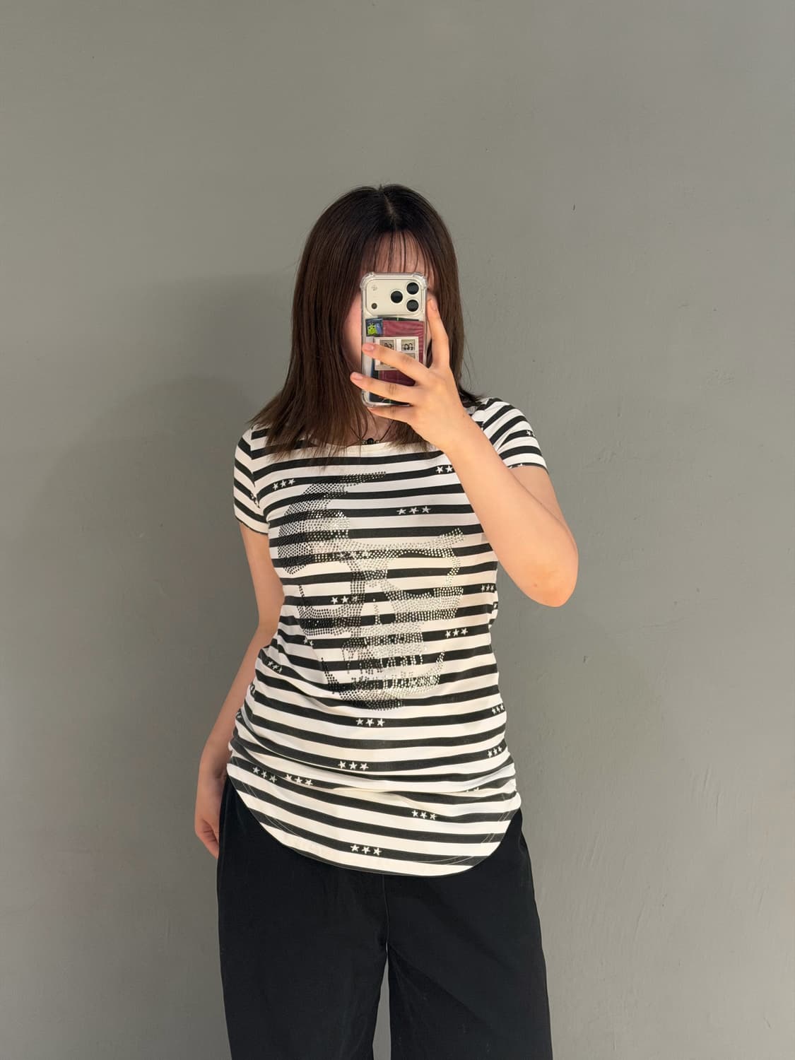 Skull cubic point stripe pattern top 상품이미지2