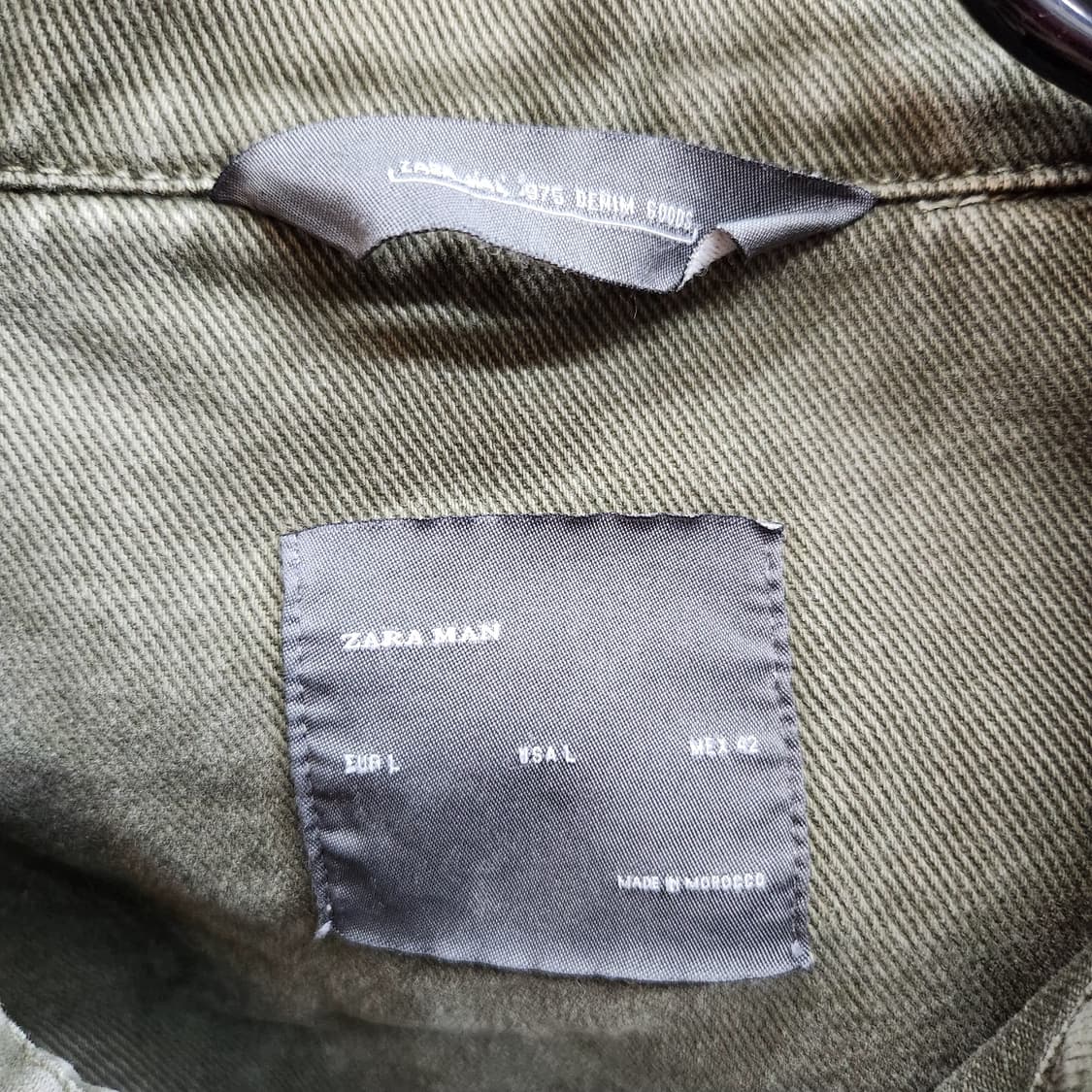 자라 투포켓 올리브카키 디스트로이드 반팔 데님자켓 L(L) 상품이미지5