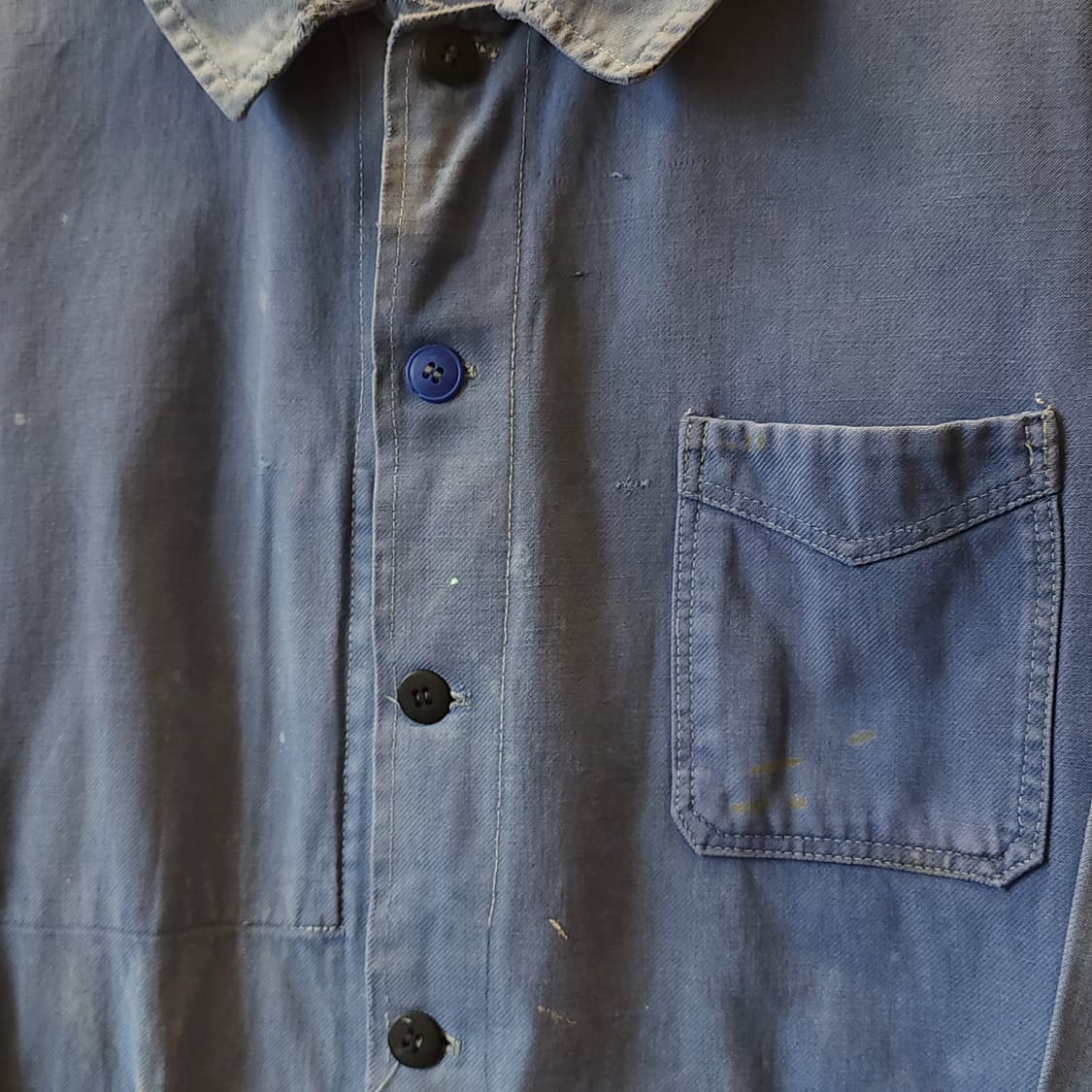 60s 프렌치 워크자켓 프렌치자켓 페이딩 블루 썬페이딩 m 상품이미지5