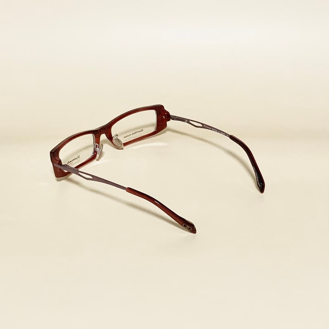 881 데드스탁 메탈 슬림 직사각 브라운 버건디 투톤 아세테이트 빈티지  상품이미지5