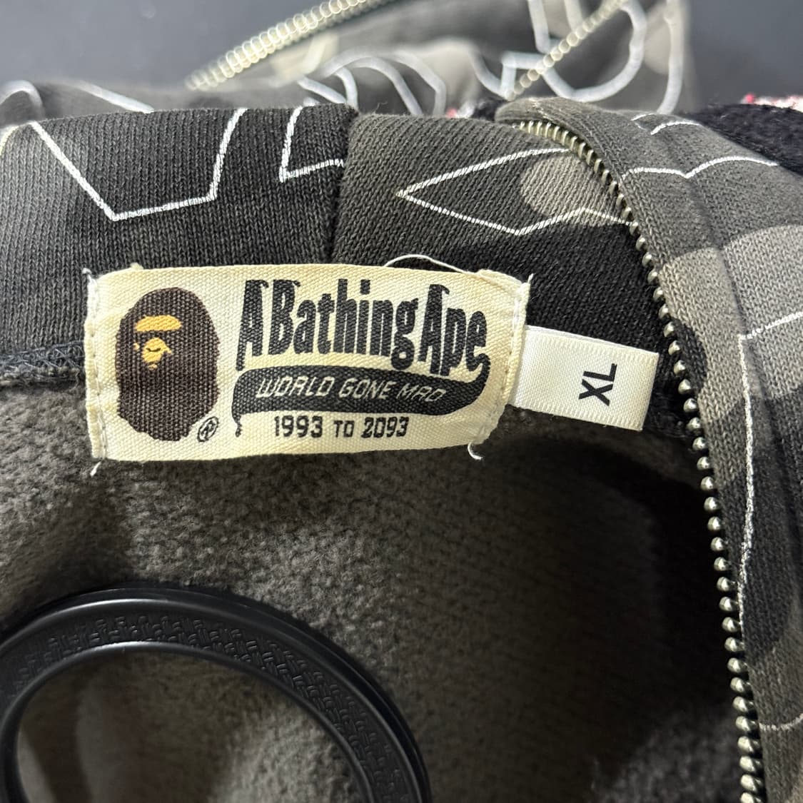 정품 베이프 흑계 텍스트 카모 샤크 풀 집업 후디 상품이미지6