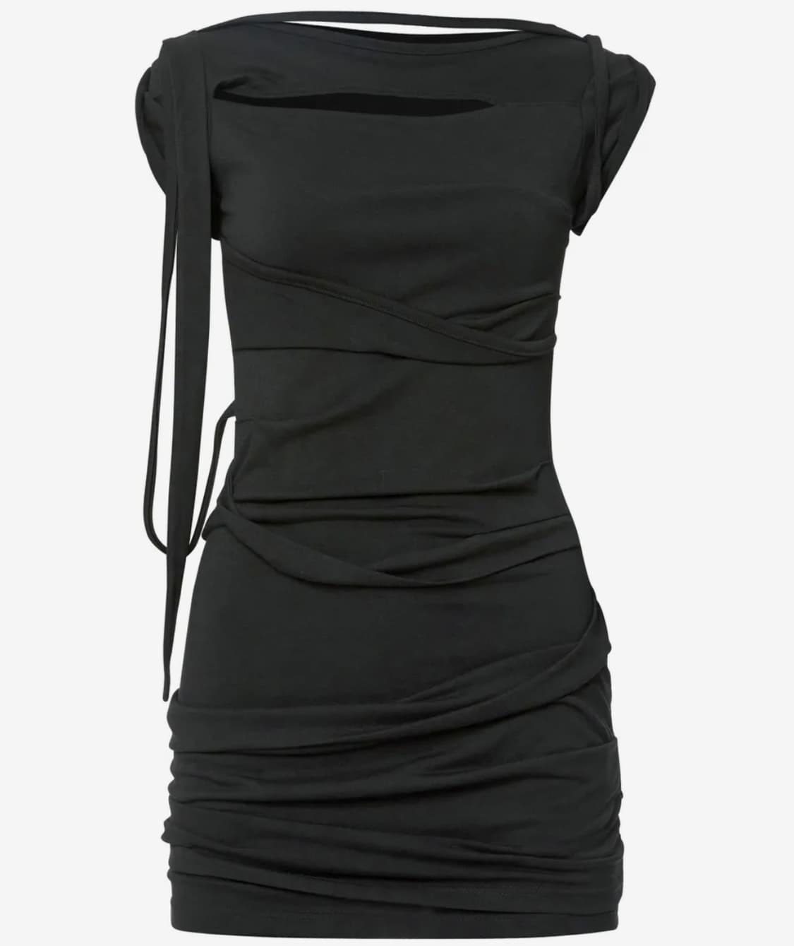 Asymmetrical Draped Strap Roll-Up Dress 상품이미지3
