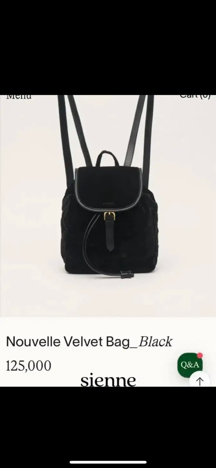시엔느 벨벳 백팩 nouvelle velvet bag_black 상품이미지1