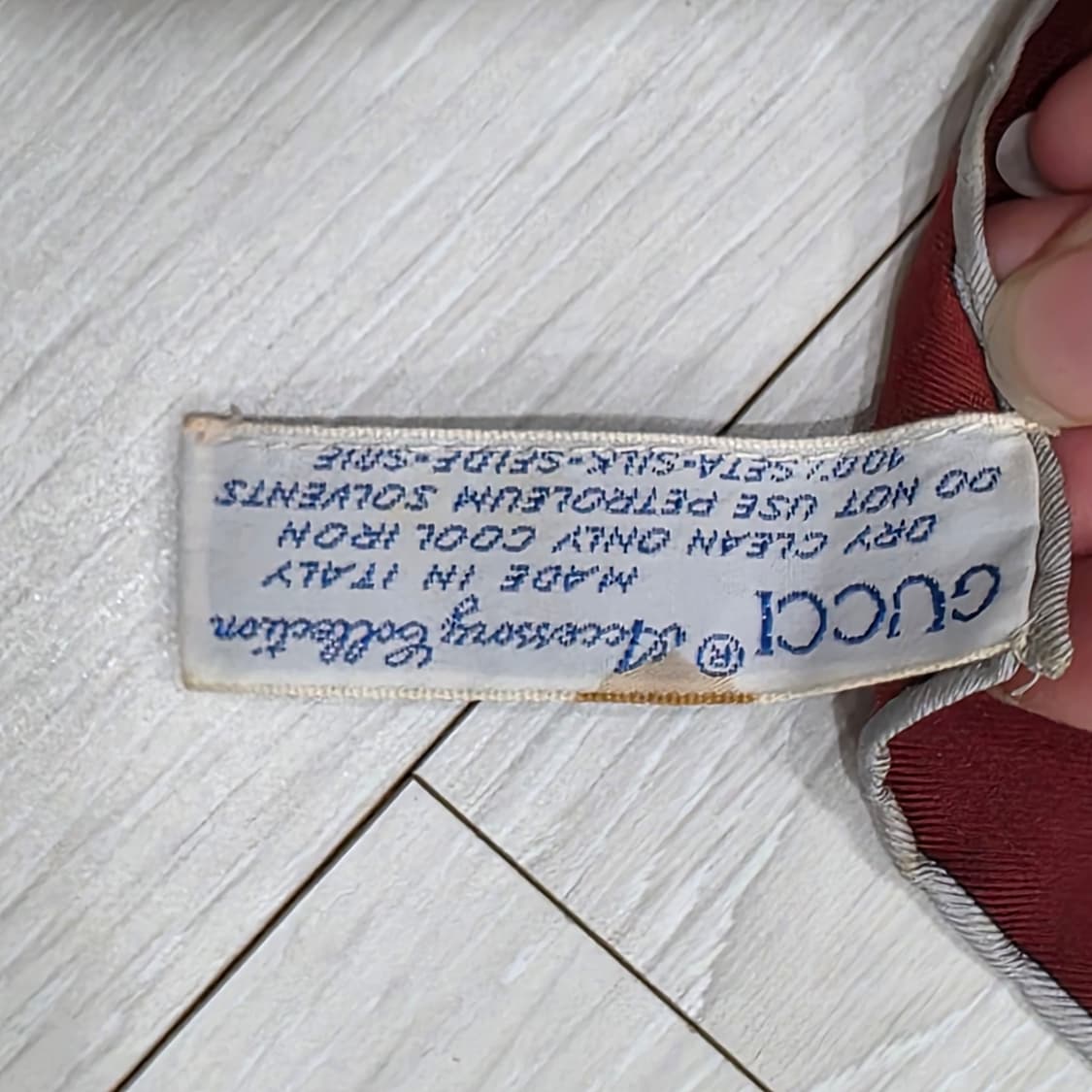 구찌  빈티지 실크 스카프 홀스빗 승마 디자인(버건디) 상품이미지6