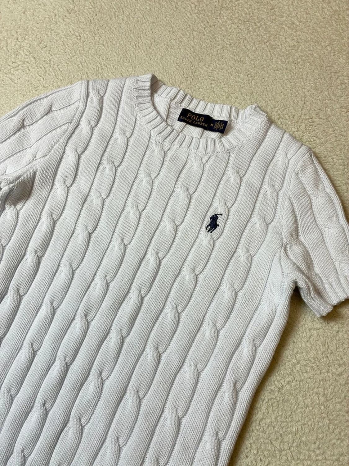 폴로 랄프로렌 코튼 우먼 꽈배기 반팔 니트 PN7163 상품이미지2