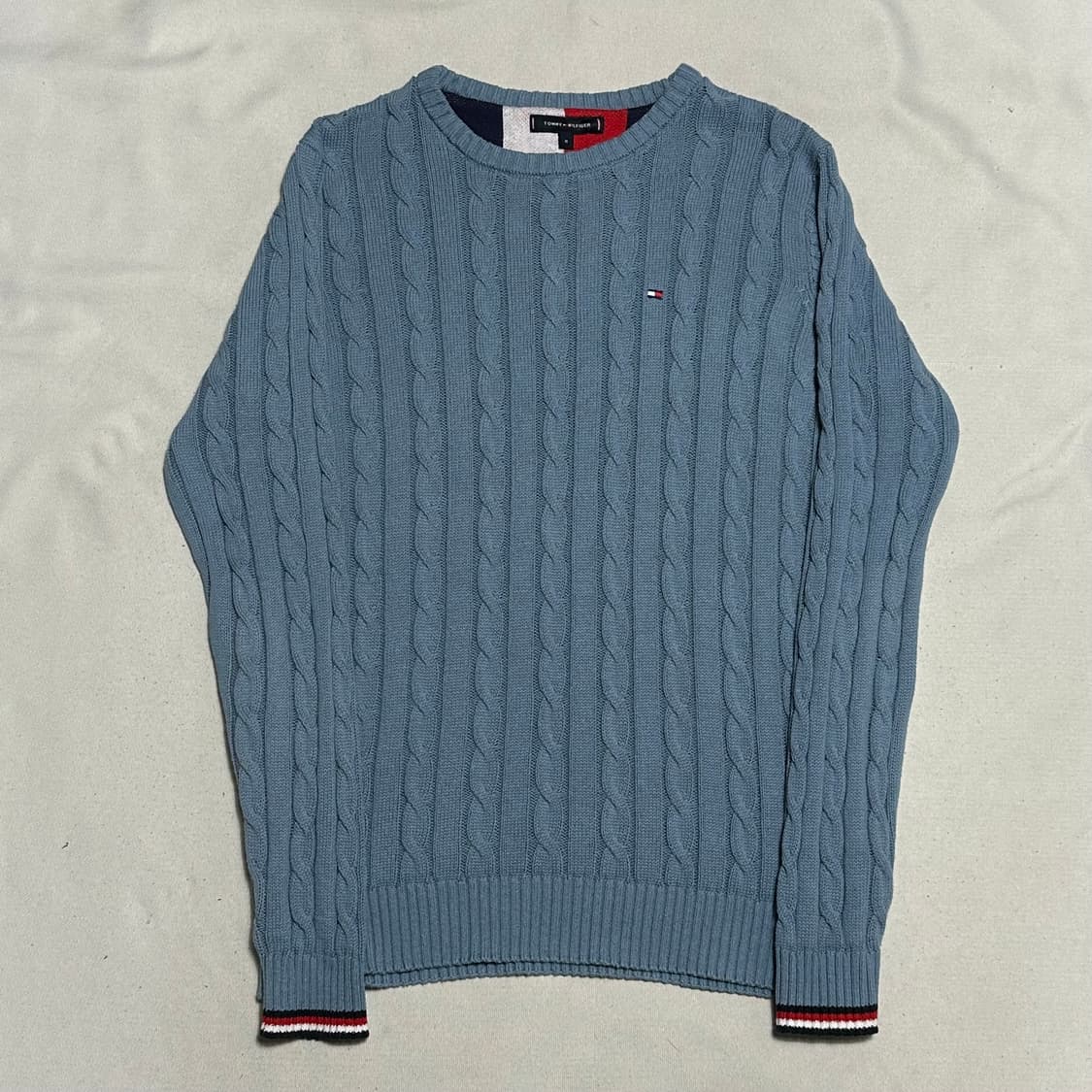 M 타미힐피거 스카이블루 케이블 니트 상품이미지2