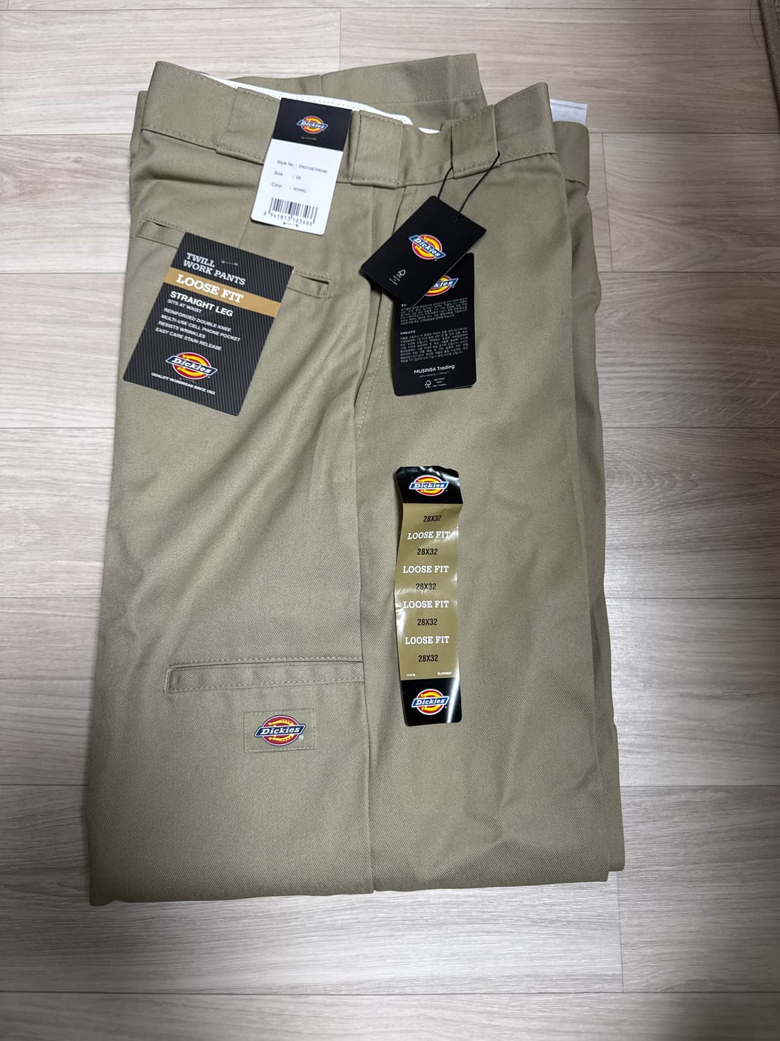 디키즈 더블니 85283 루즈핏 워크팬츠 Khaki 28사이즈 상품이미지2