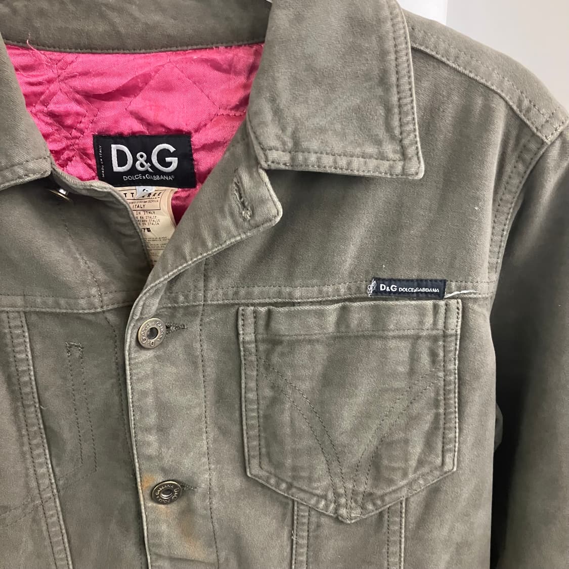 D&G 돌체앤가바나 카키 코튼 패치 트러커 자켓 S 상품이미지4