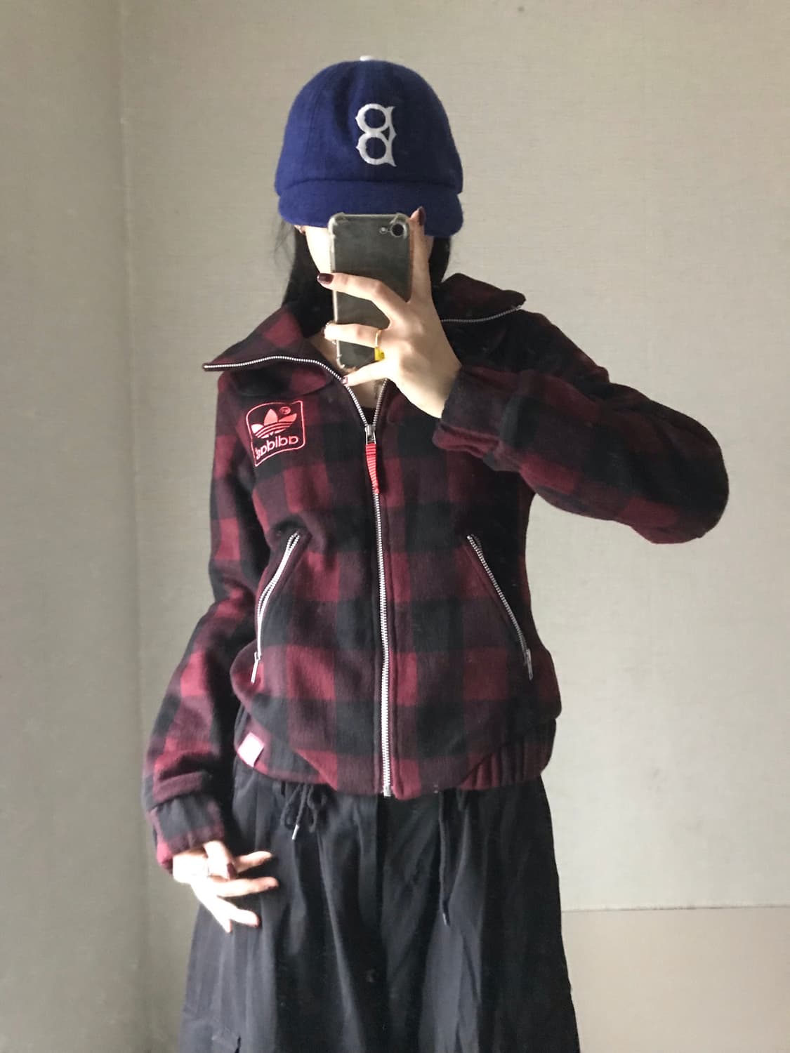아디다스 체크 누빔 하이넥 자켓 상품이미지4