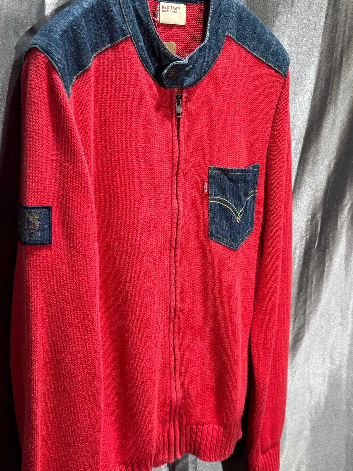 L 리바이스 데님믹스 레드 니트집업 상품이미지5