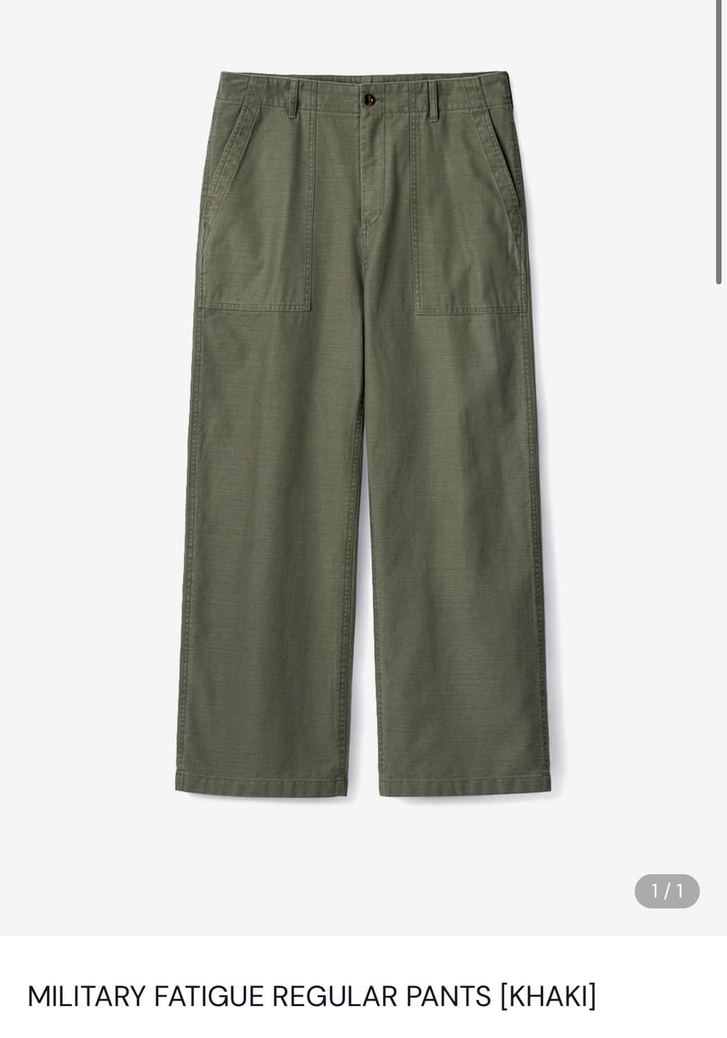 카미아 백사틴 레귤러 퍼티그 팬츠 카키 초판 L 상품이미지1