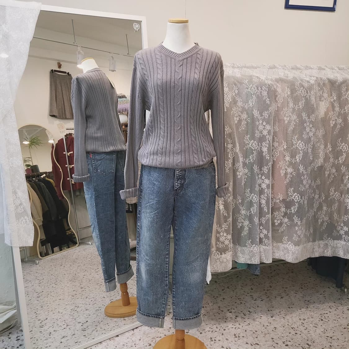 블루그레이 케이블 면니트 상품이미지7