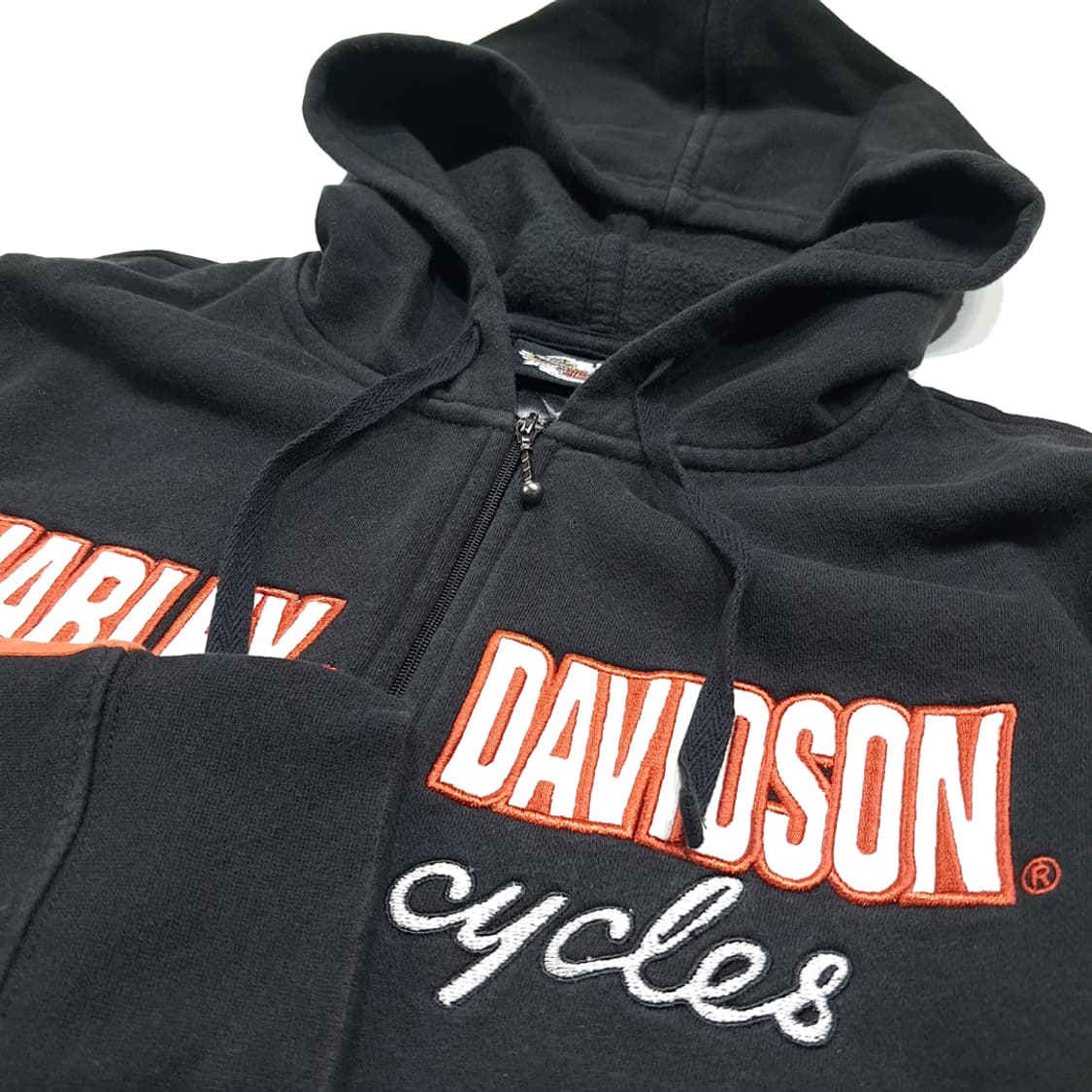 CL343 L 할리데이비슨 코튼 레이싱 자수 블랙 후드집업 상품이미지5