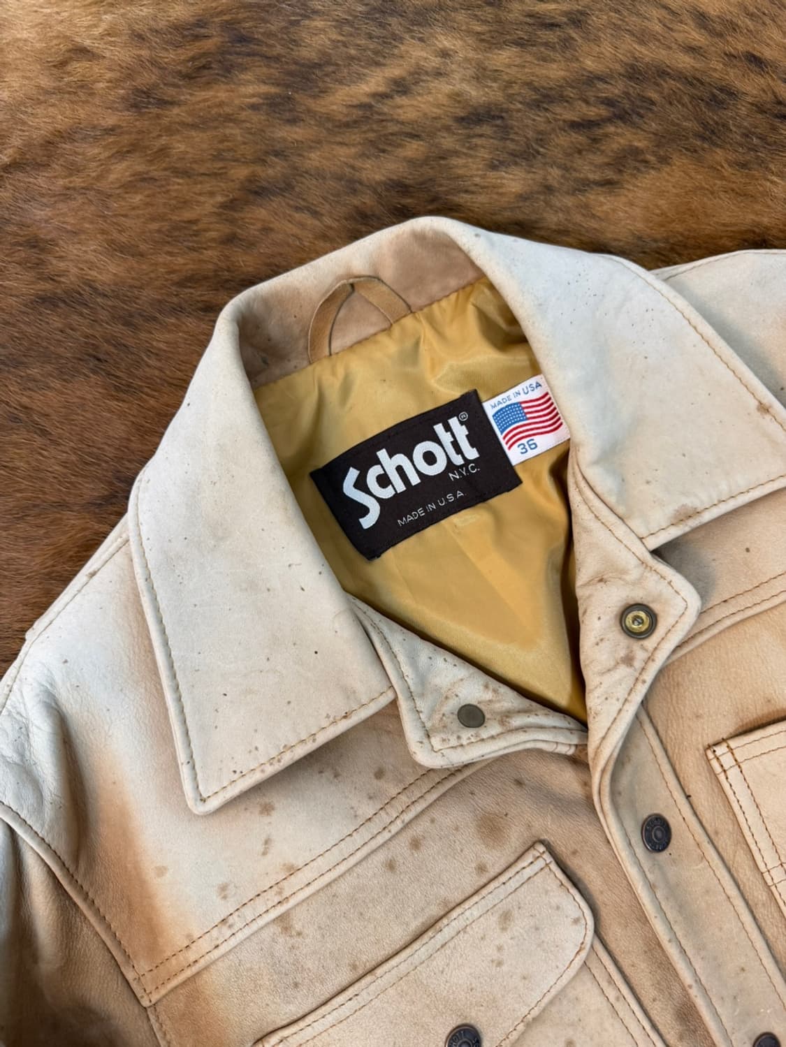 빈티지 쇼트 핸드 페인드 레더 자켓  상품이미지7