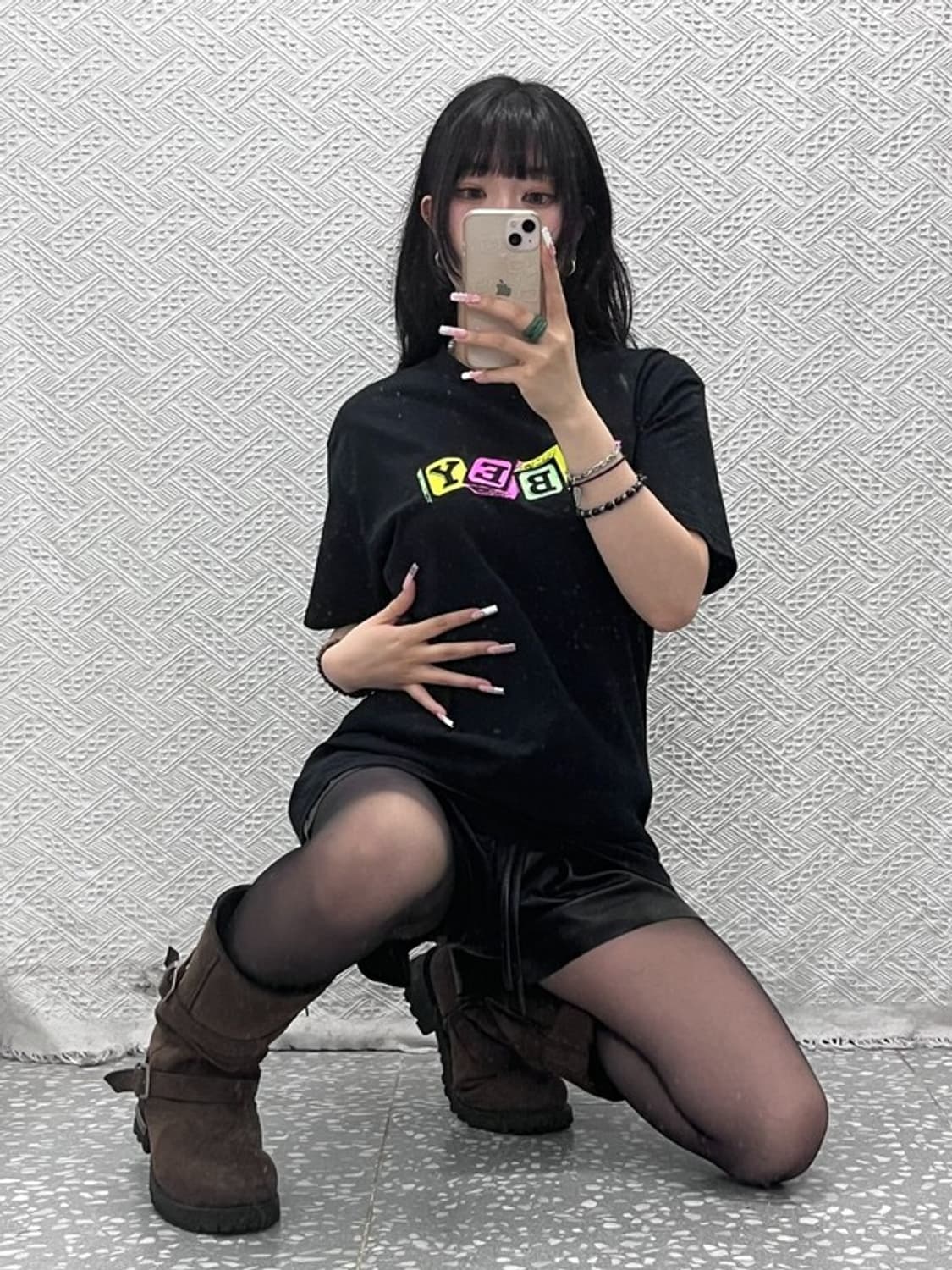 오베이 빈티지 스트릿 키치 컬러블럭로고 반팔티 M C12090 상품이미지2