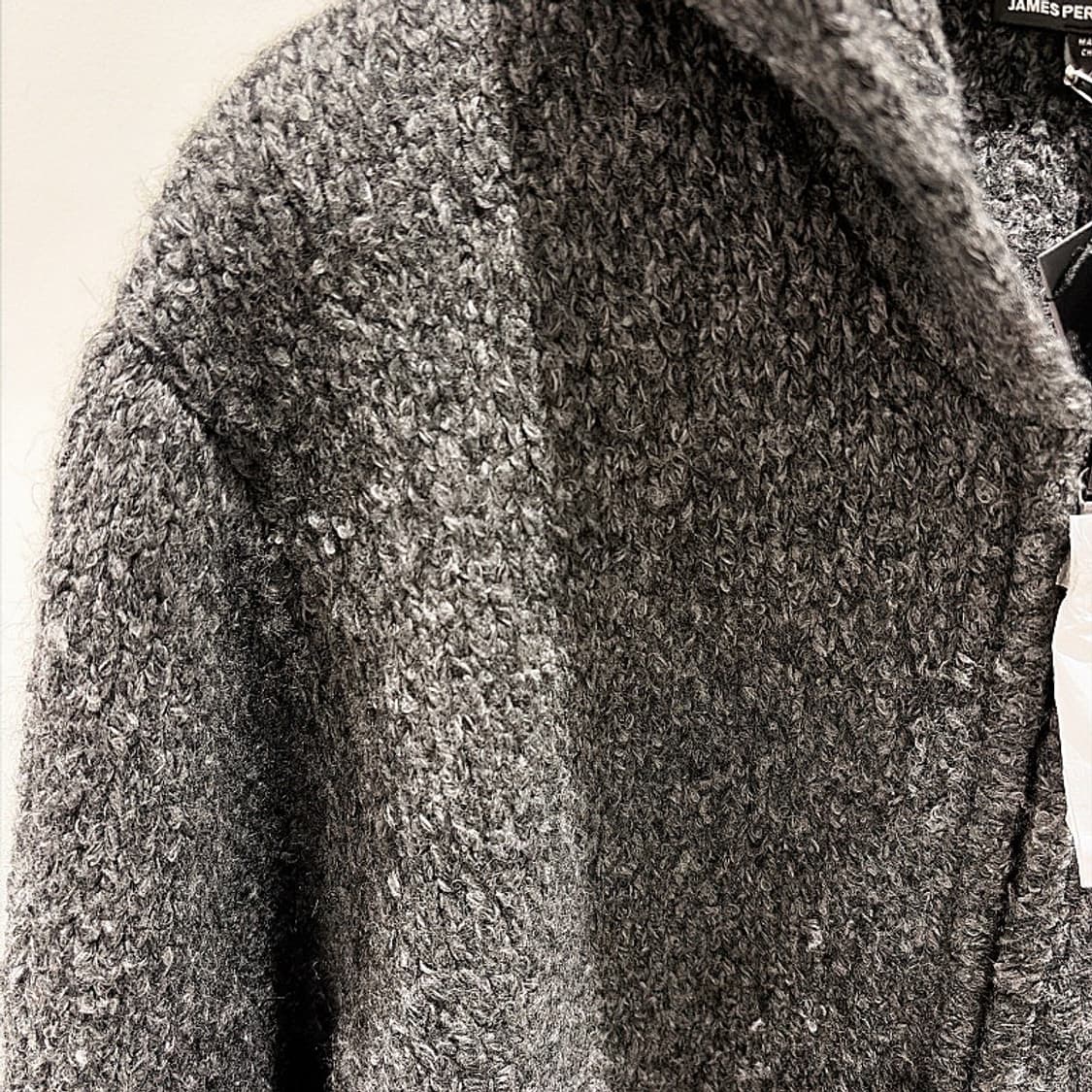 (정품/새상품) 제임스 펄스 남성 차콜 청키 후드 집업 니트 가디건 상품이미지2