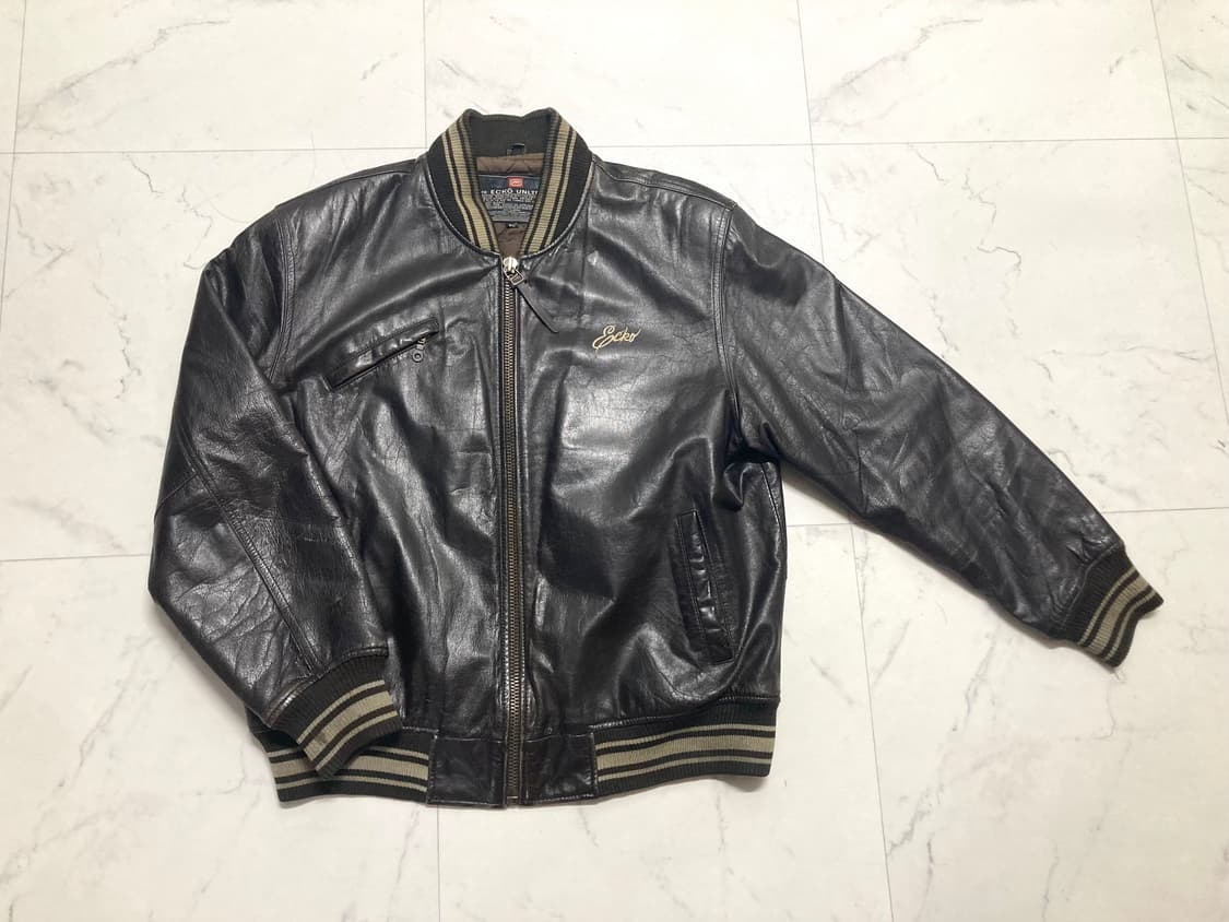 90s 에코 언리미티드 소가죽 레더 봄버 자켓 105-110 상품이미지1