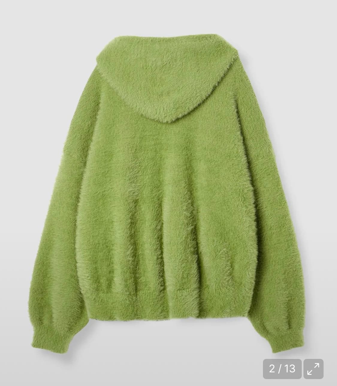 [유젠] EUG 헤어리 니트 후드 집업 (Green/사이즈2) 상품이미지2