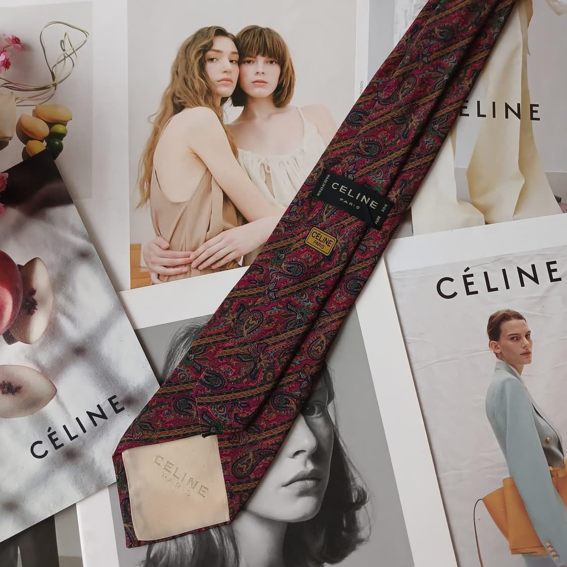 셀린느 실크 퍼플 페이즐리 패턴 넥타이 8cm A등급 A19304
 상품이미지5