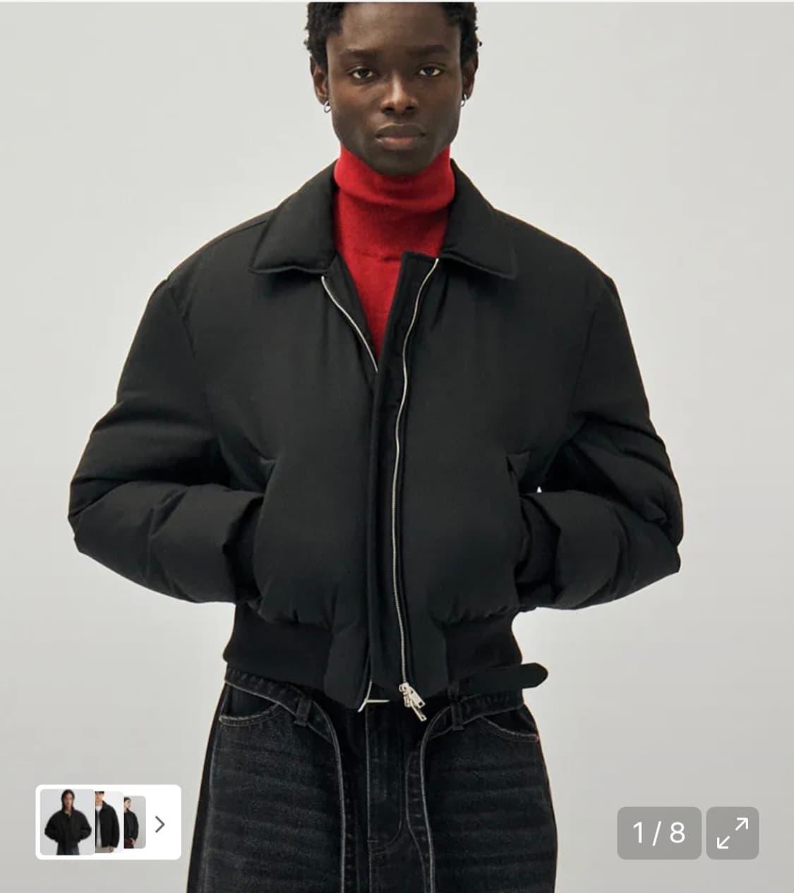 노이어 패디드 울 크롭 블루종 50 블랙 상품이미지1