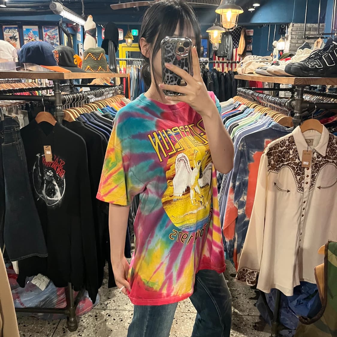 Fruit of the loom vintage 레드 제플린 타이다이 반팔 상품이미지3