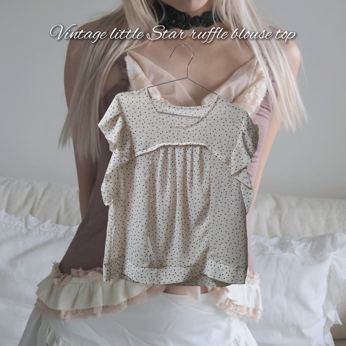 Vintage little Star ruffle blouse top 상품이미지1