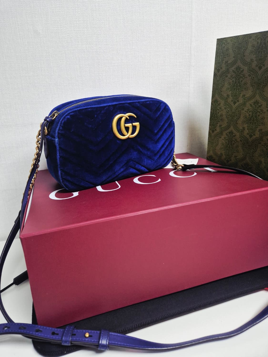 구찌 마몽 벨벳 카메라백 블루 상품이미지1