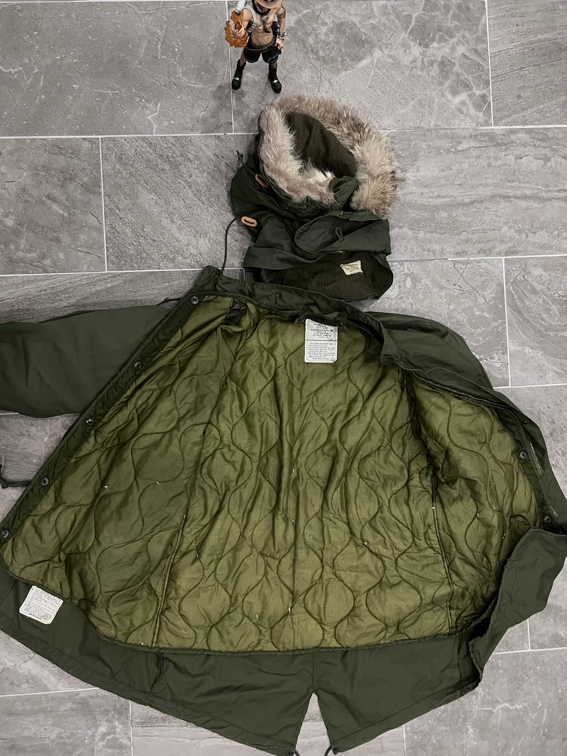 (S) M65 피쉬테일 오리지널 개파카 풀셋 코요테 퍼 상품이미지3