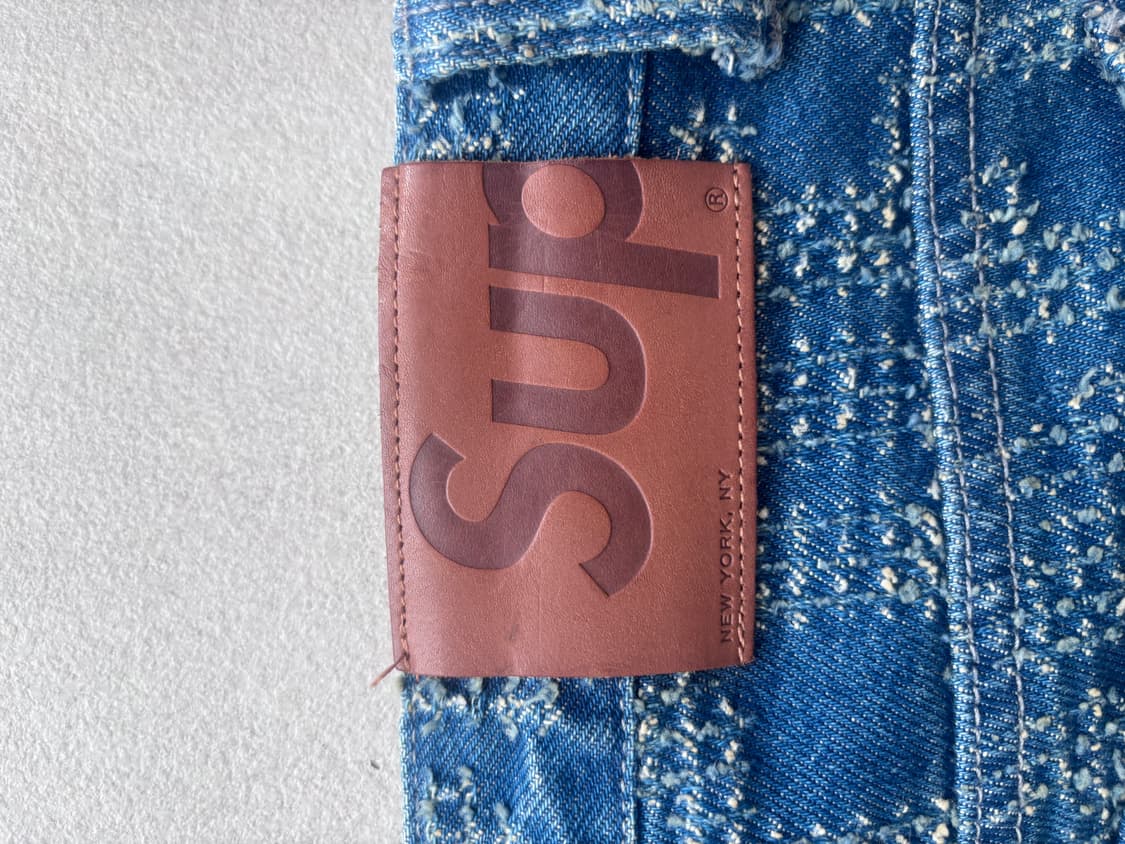 [32] 23fw 슈프림 니들펀치 워시드 블루 데님 팬츠 상품이미지6