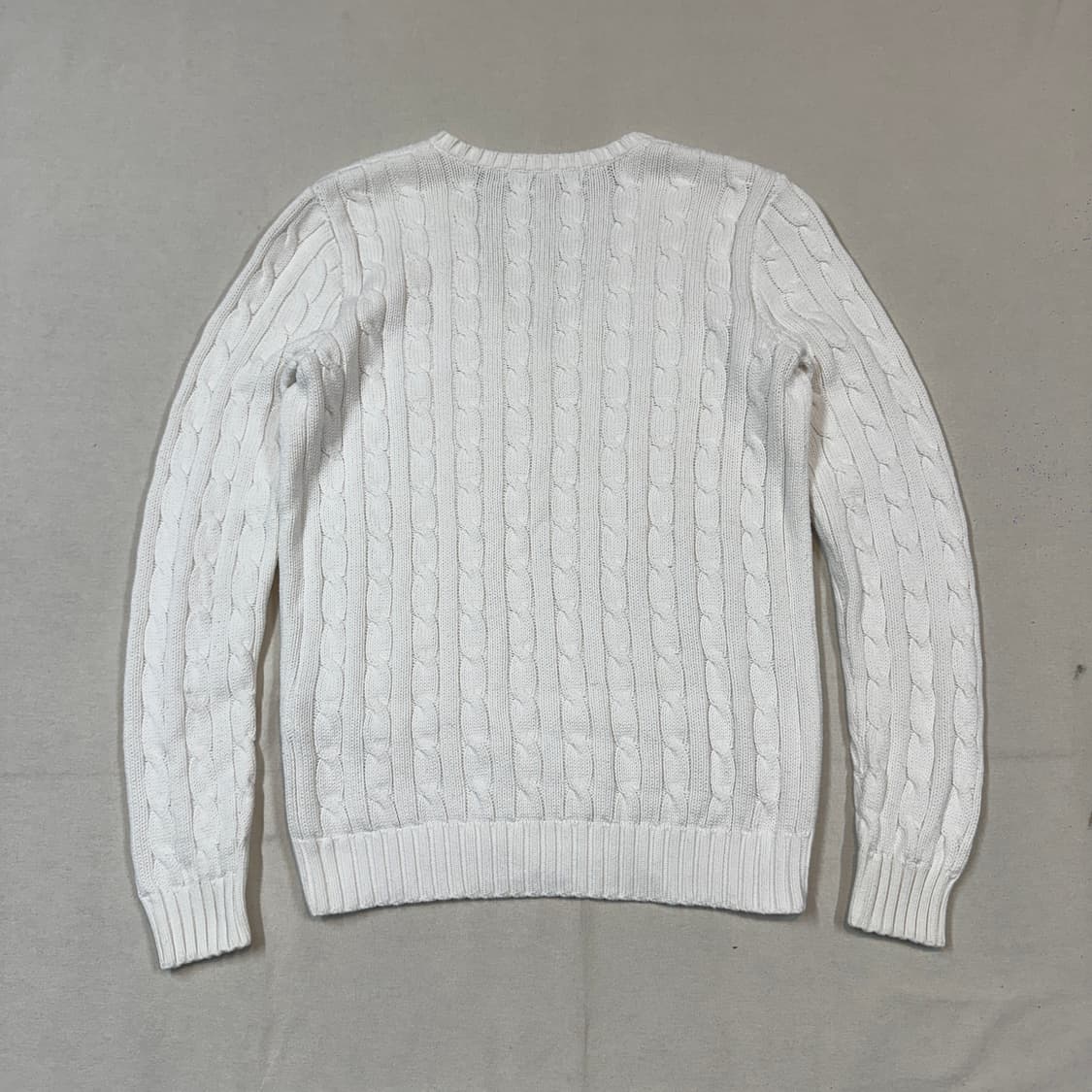 S) 폴로 랄프로렌 코튼 케이블 꽈배기 브이넥 니트 화이트 상품이미지5