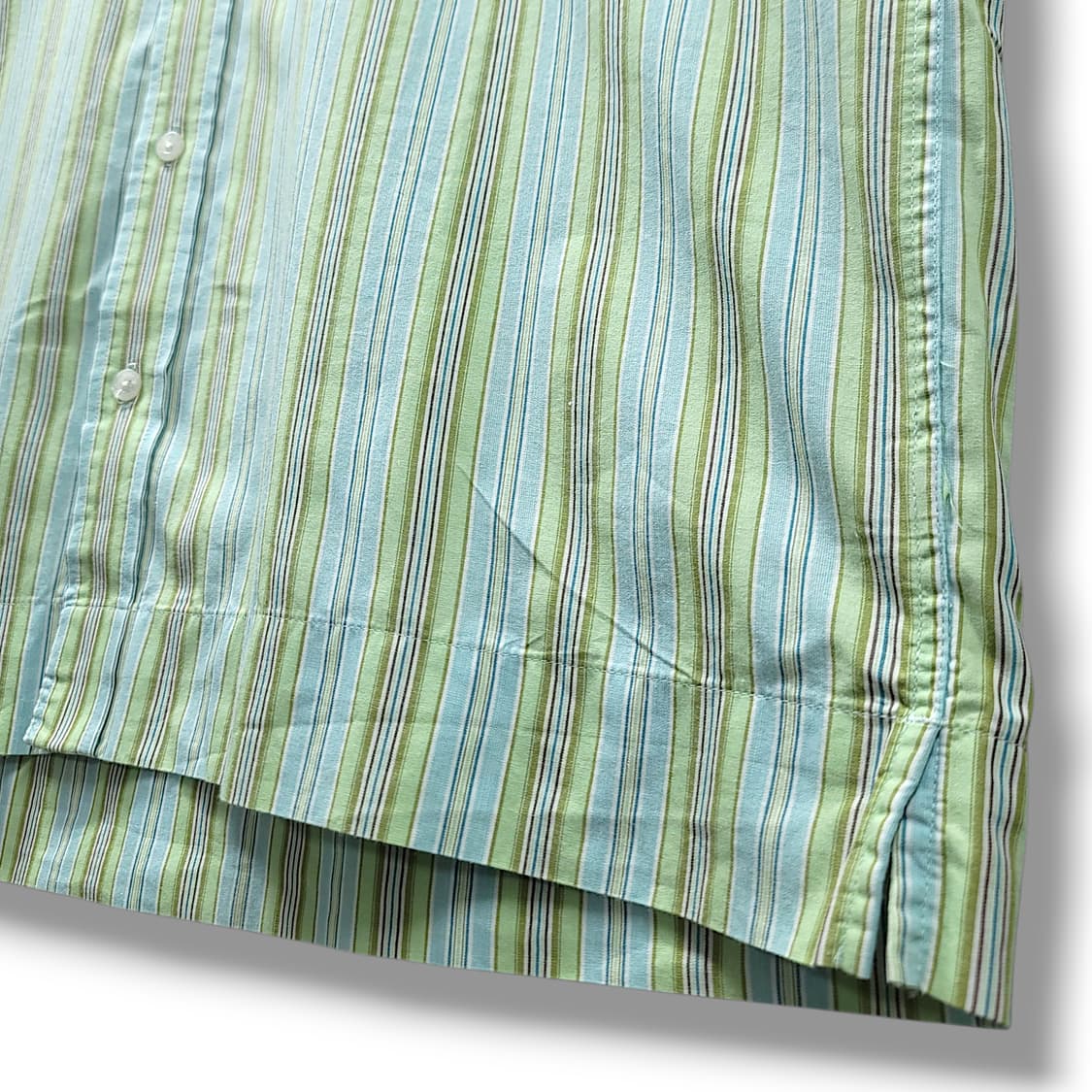 [2XL] 폴로 그린 스트라이프 오버핏 반팔 코튼셔츠 상품이미지7
