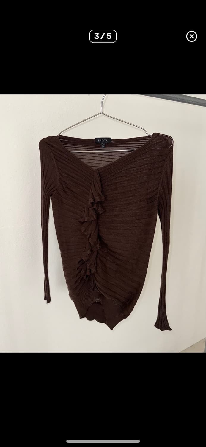 브라운 프릴 니트 상품이미지3