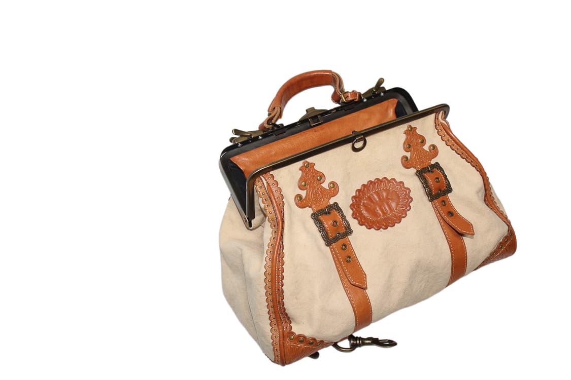 2000s JUICY COUTURE  쥬시꾸뛰르 캔버스 레더 토트백 상품이미지7