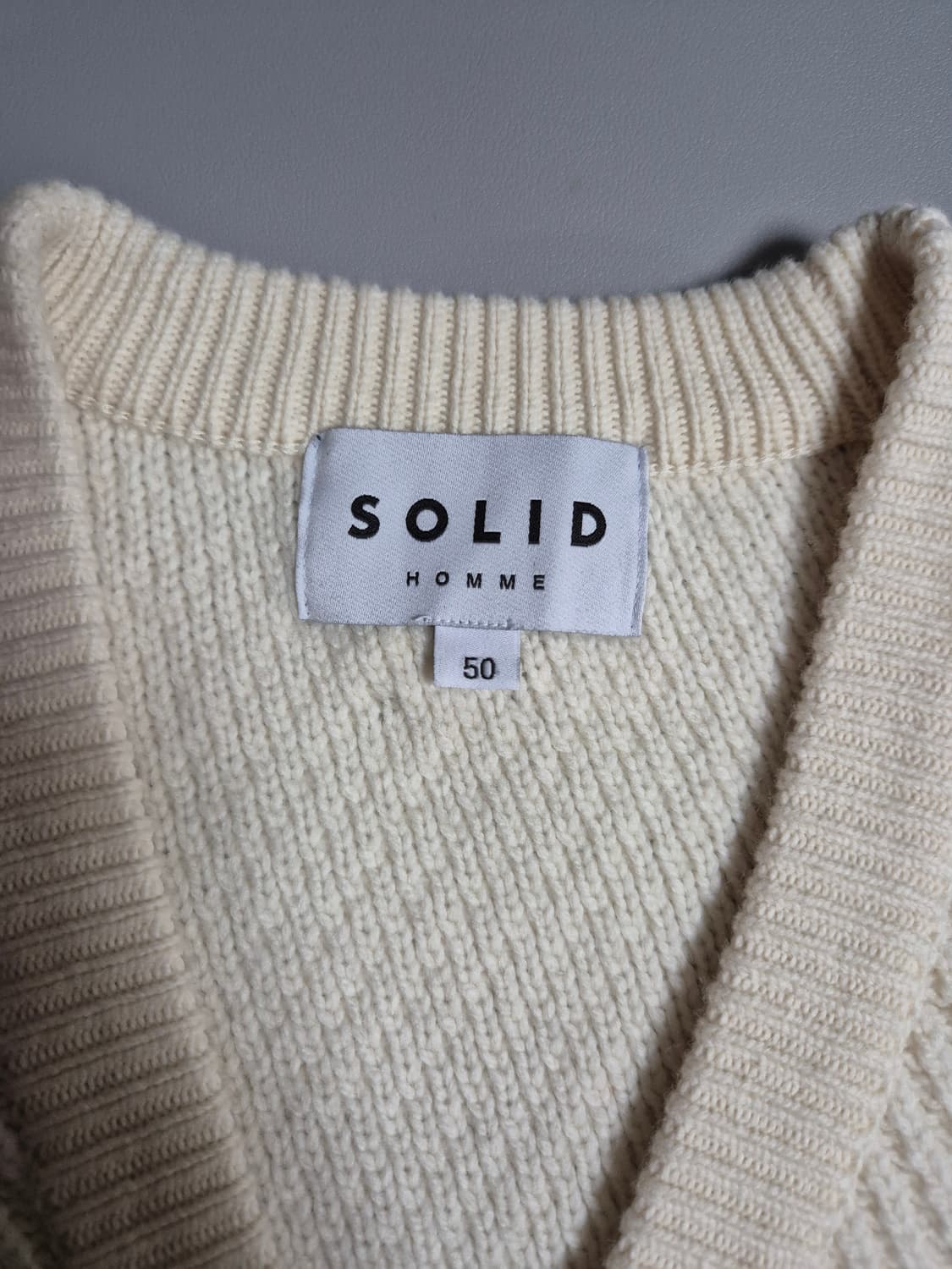 솔리드옴므 울 사선 가디건 50 아이보리 상품이미지3
