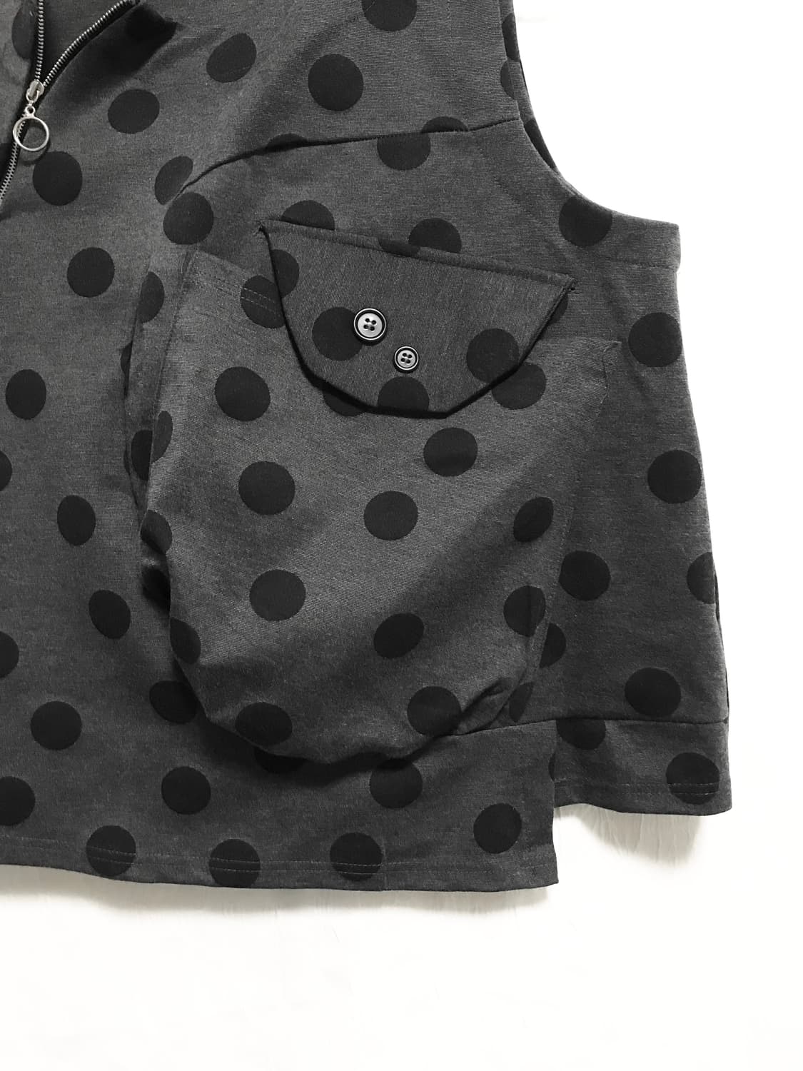 빈티지 꼼데깔 아카이브 도트 포켓 레이어드 슬리브리스 탑 상품이미지3