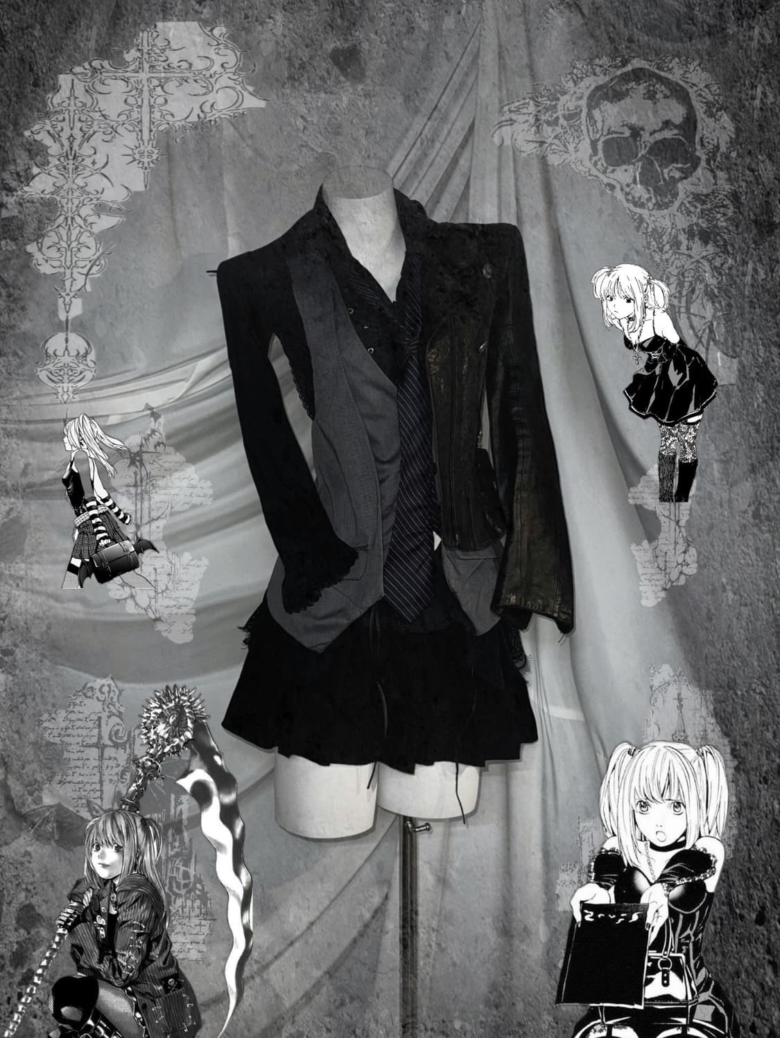 딤모아르 미사깔 나폴레옹 레더 펑크 프레피 코디세트 상품이미지1