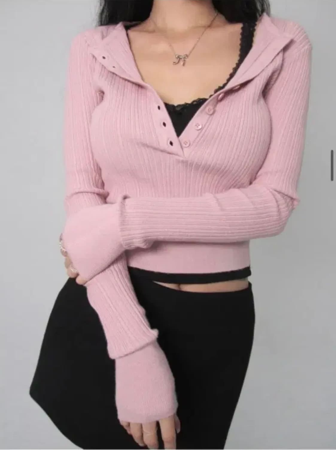 페일제이드 니트 버건디, 핑크 상품이미지3