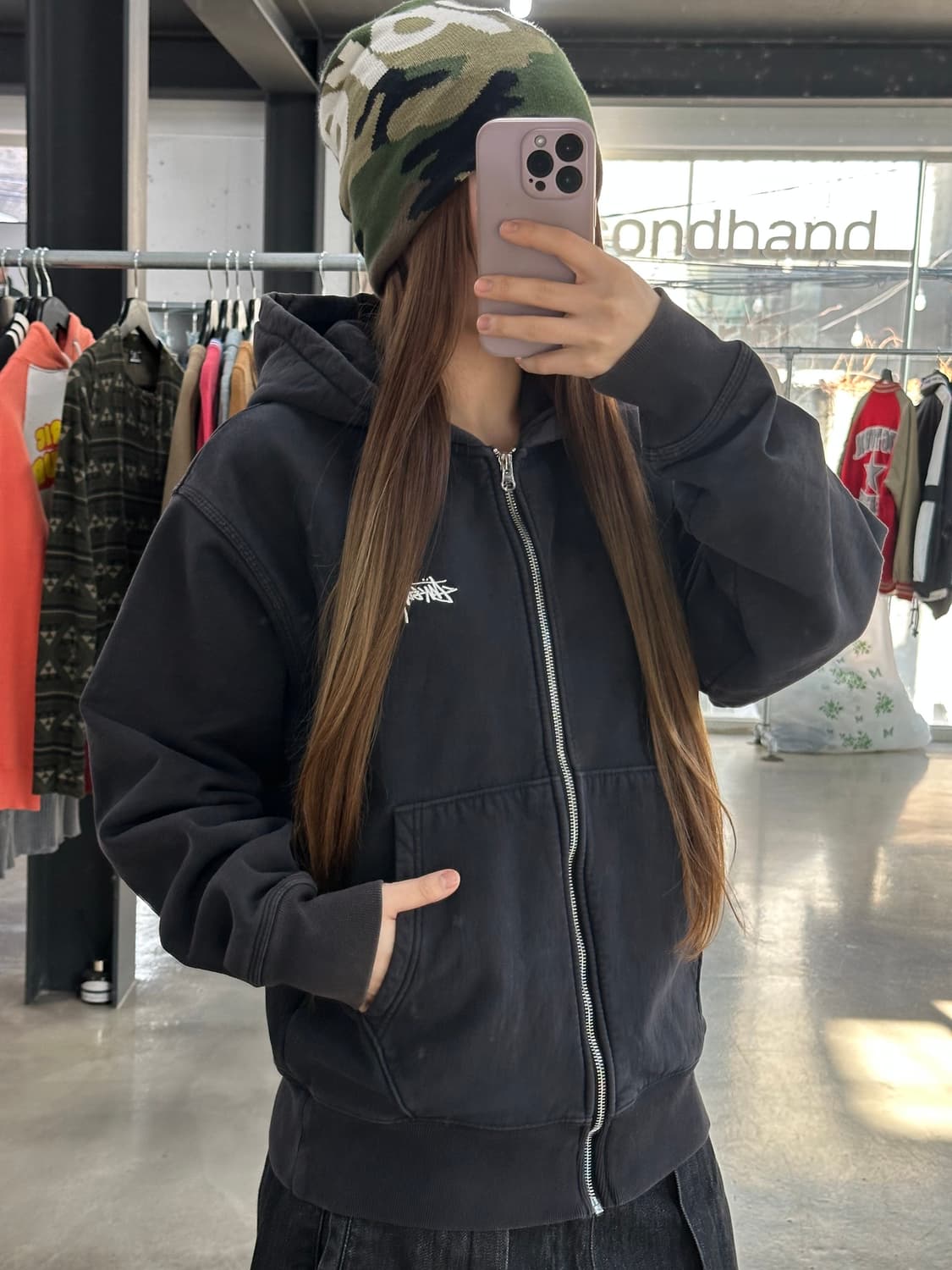 스투시 피그먼트워시드 다이드 후드집업 상품이미지1