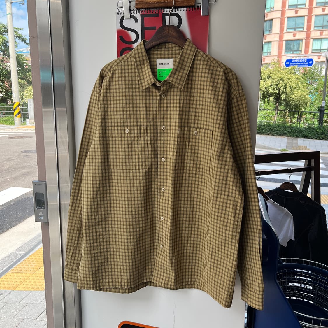 카키스 보더 체크 셔츠 상품이미지2