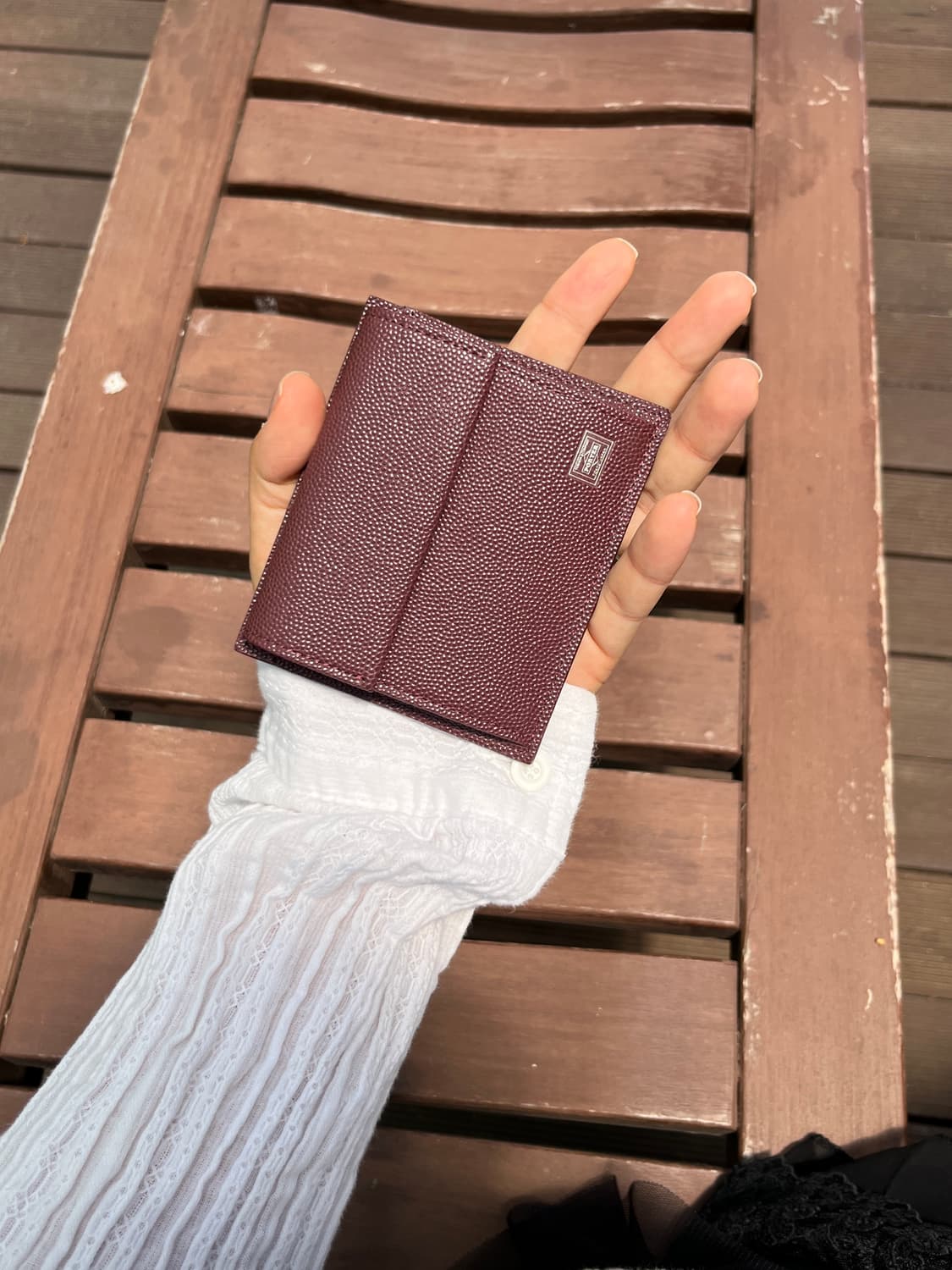 Porter 포터 소가죽 엠보 지갑 버건디 상품이미지2
