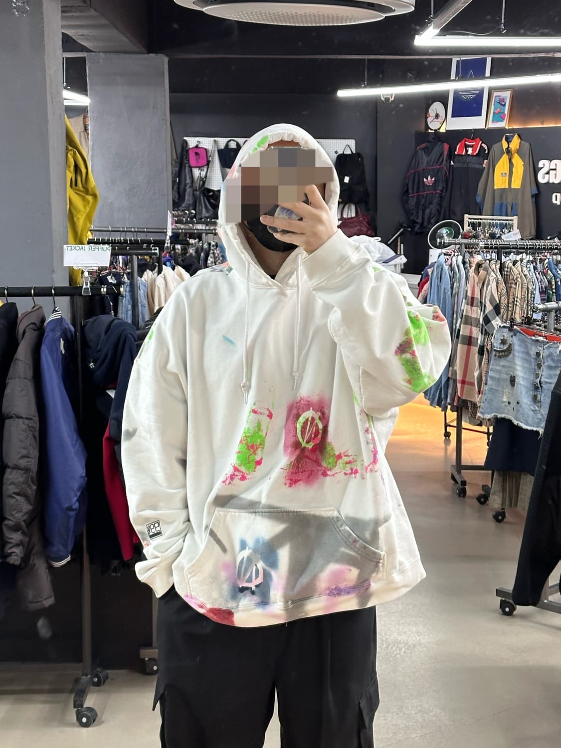🔥99%IS(바조우) - 스프레이 오버핏 후드 – 화이트 사이즈 3🔥 상품이미지1