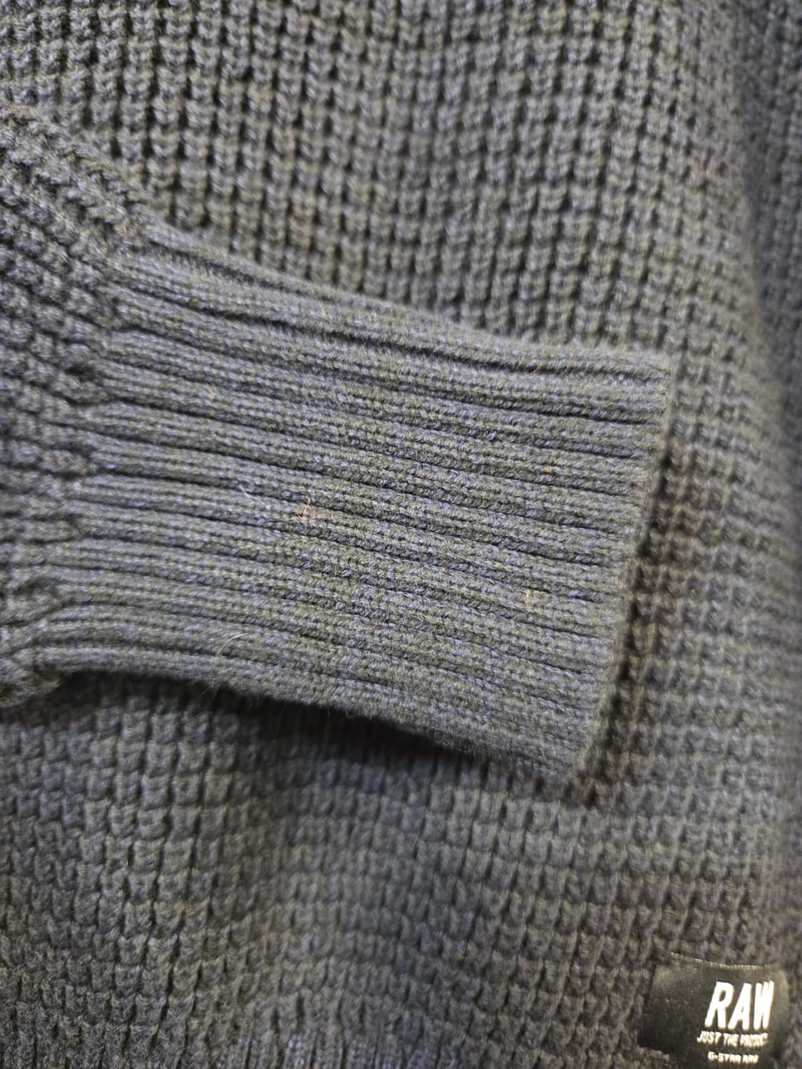 G스타 RAW 블랙 니트 탑 숄더패치(XS) 상품이미지4