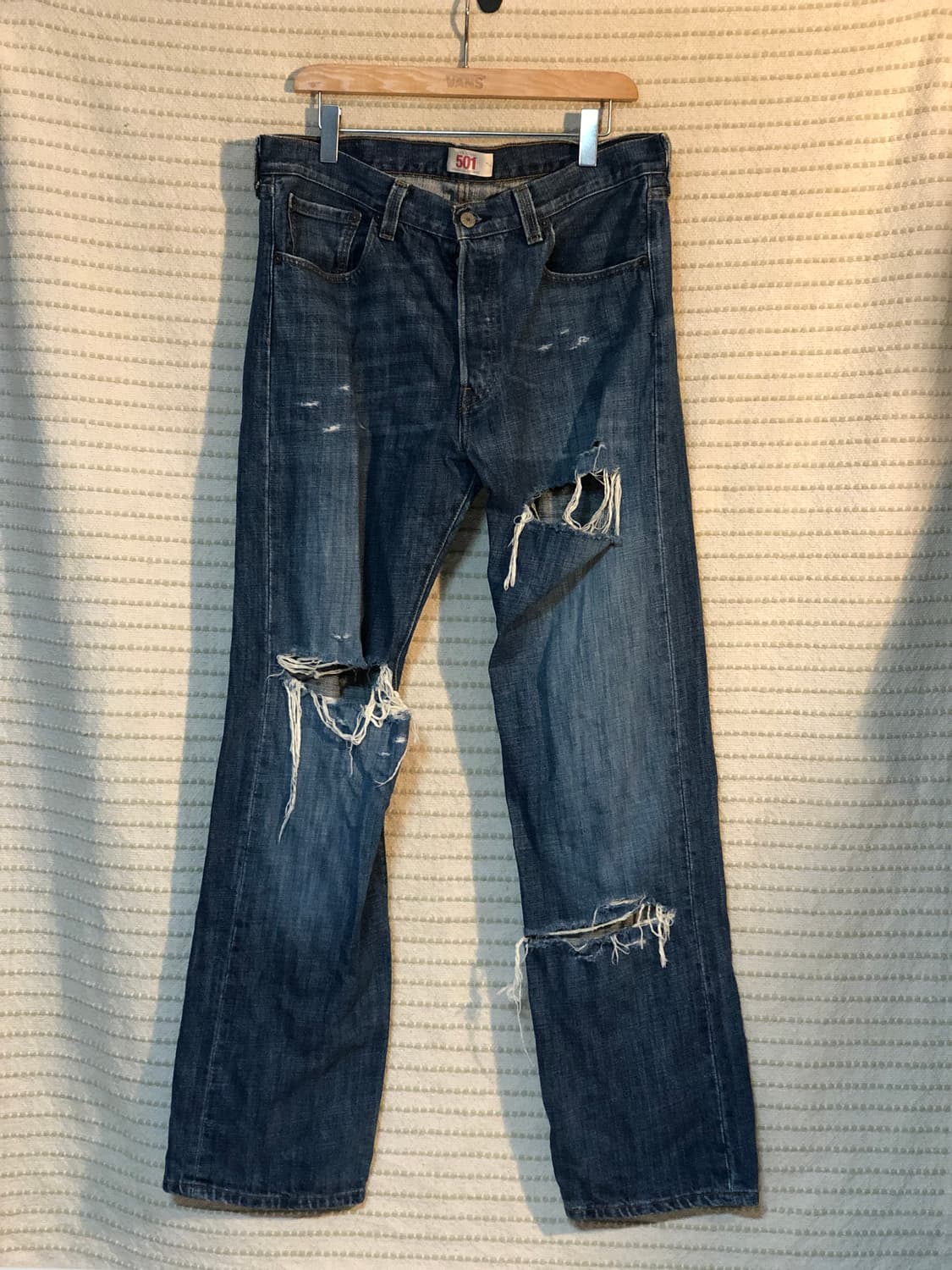 리바이스 501 중청 데님 데미지진 찢청 33x32 상품이미지1