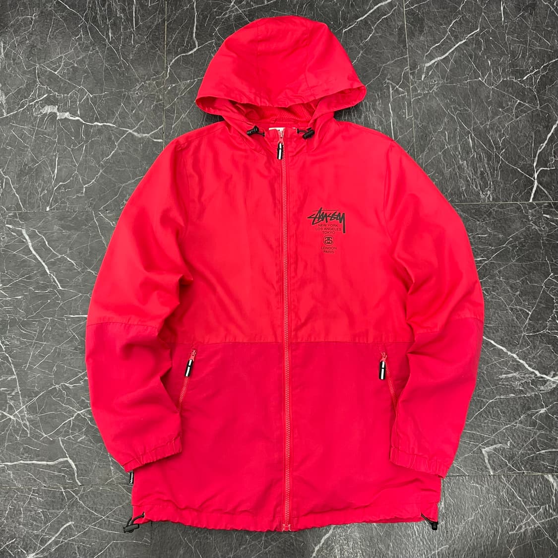 스투시 월드투어 후드 바람막이 자켓 레드 상품이미지1