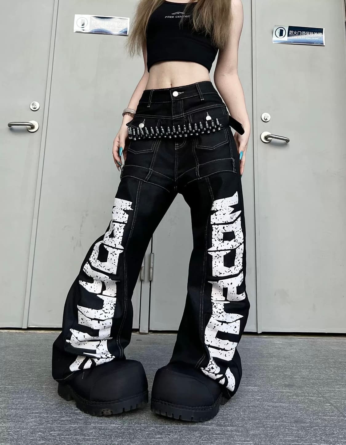 와이드 그래픽 데님 팬츠  상품이미지2