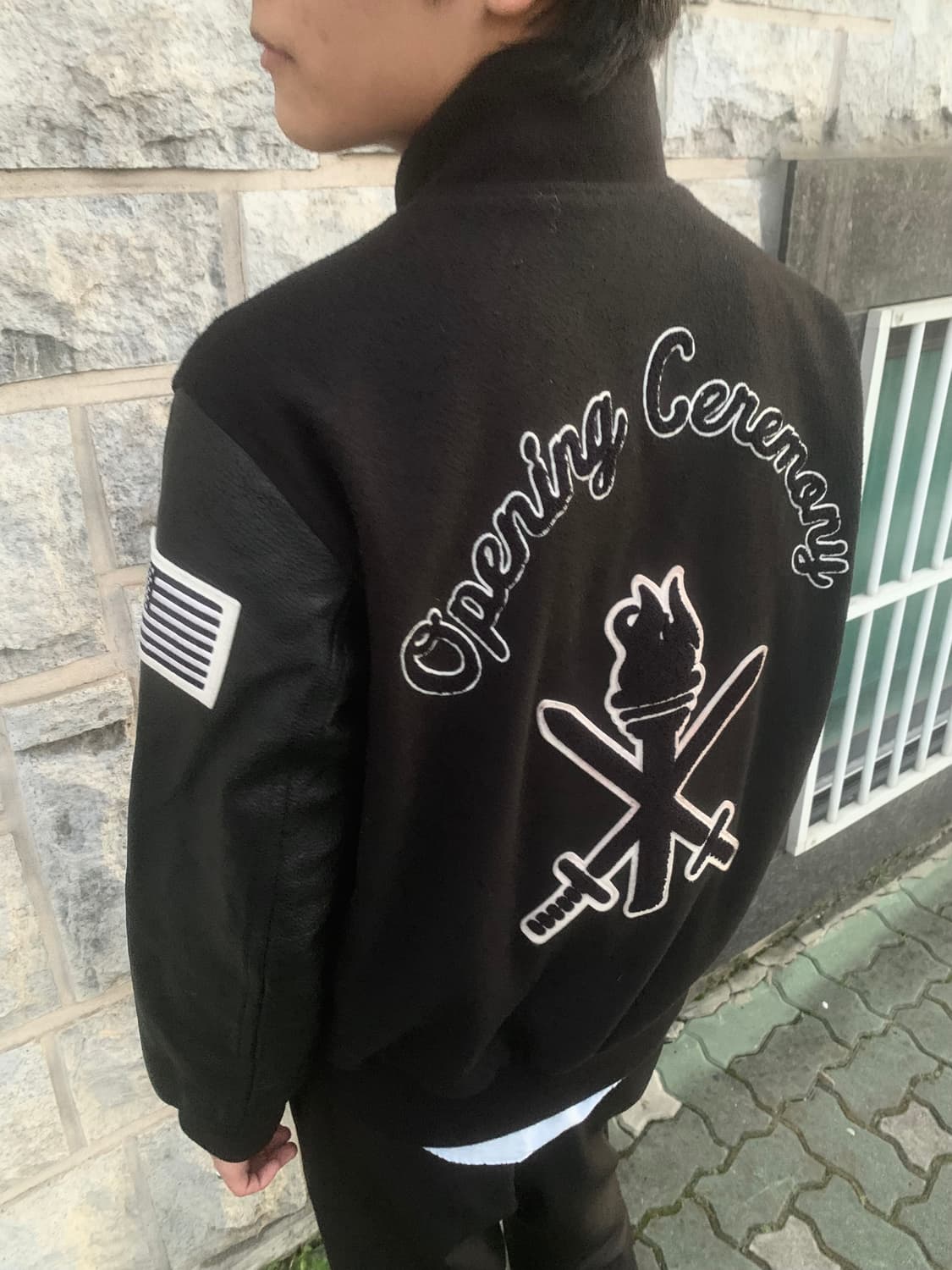 오프닝 세레모니 바시티 자켓 (black) 상품이미지1