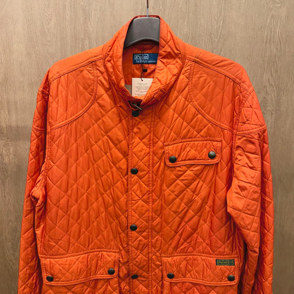 폴로 랄프로렌 퀼팅 자켓 다이아 퀼팅 스냅 포켓 디테일 오렌지 상품이미지4