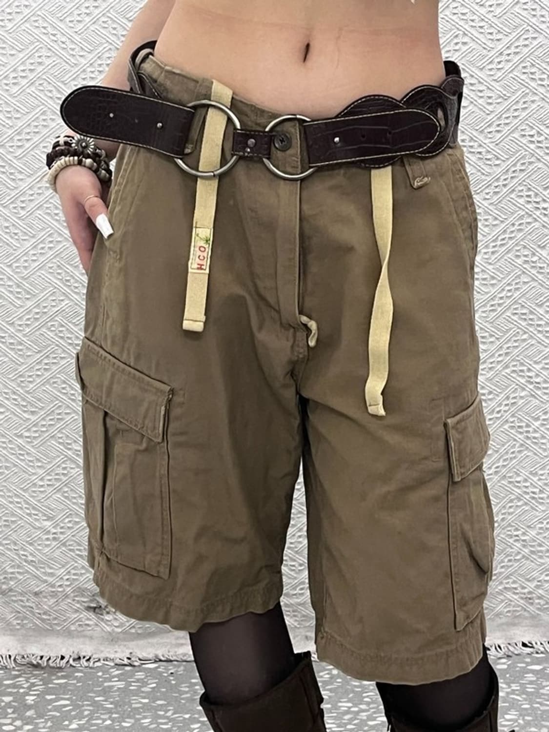 빈티지 보헤미안 웨스턴 와이드 버클 아일렛 벨트 C10849 상품이미지1